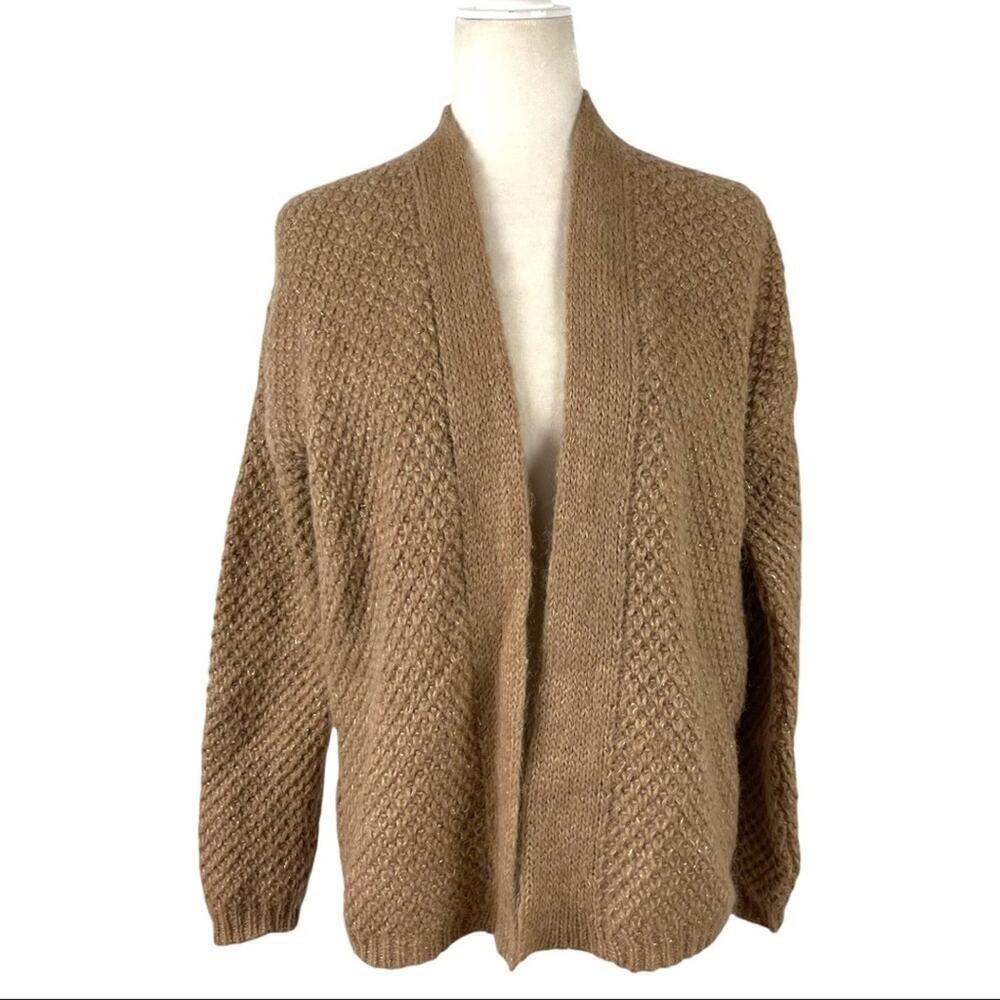 Anthropologie Lineamaglia Open Front Mohair Wool Blend Cardigan Sweater Italy S